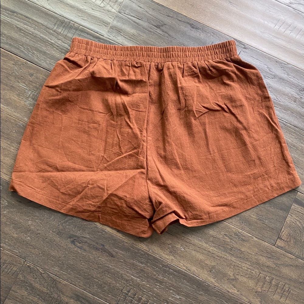 SHEIN Terracotta Linen  Sleeveless Top and Shorts Set Womens Sz XL Brown - Picture 8 of 8